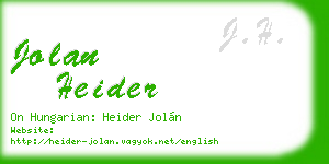 jolan heider business card
